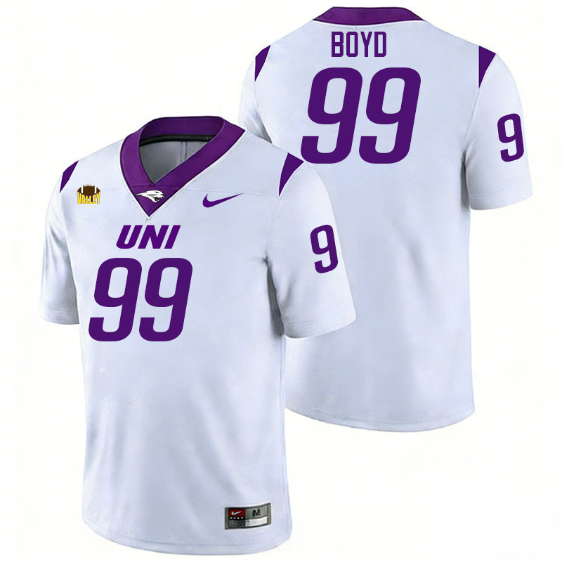 Northern Iowa Panthers #99 Khristian Boyd College Football Jerseys,Uniforms-White